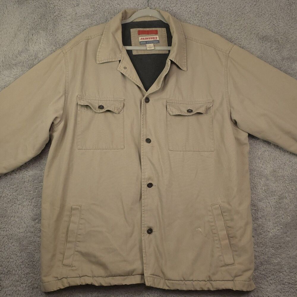 Vintage Old Navy Painters Canvas Chore Jacket Barn Coat Men's XL Fleece Lined